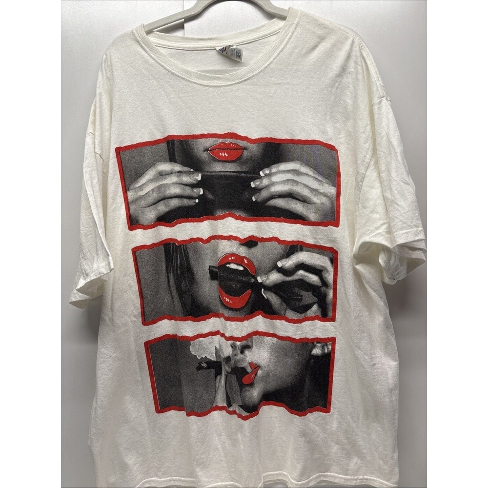 2XL Fashion‎ Graphic T-Shirt Roll-Lick-Chill Red Lips